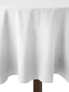 SFERRA Festival 90" Round Linen Tablecloth White Hemstitched Luxury Imported
